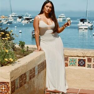 Ivory Maxi Slip Dress with Ring Strap Detail